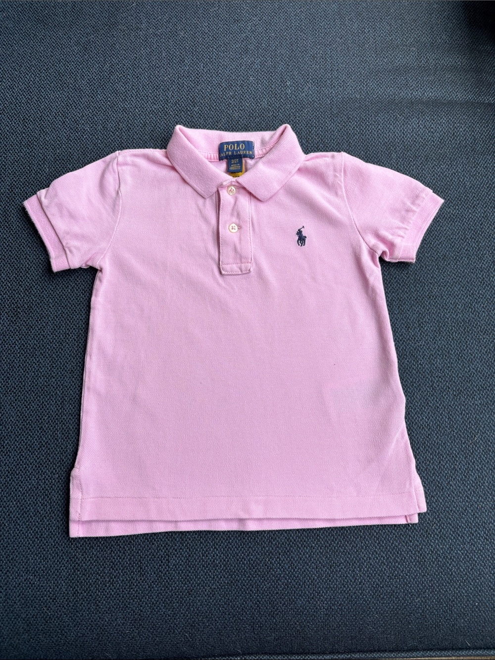 Polo Ralph Lauren Light Pink Polo with Navy Logo Boys Size 2/2T EUC